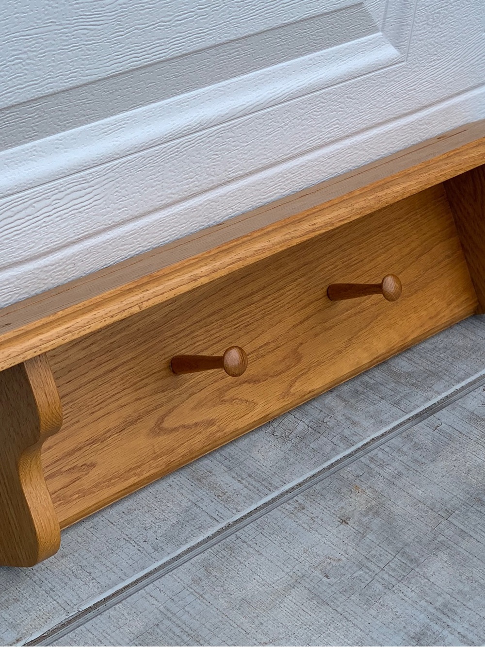 Vintage Shaker Solid Oak Wood Wall Peg Shelf & Coat Rack Hanging Ledge